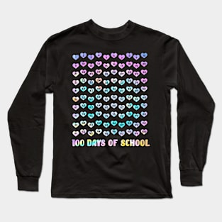 100Th Day Of School Teacher Tie Dye100 Days Math Numbers Long Sleeve T-Shirt